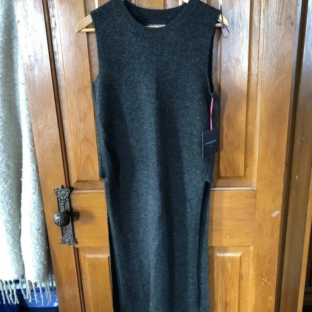 CYNTHIA ROWLEY Wool Mohair  Blend Sleeveless Sweater Dress